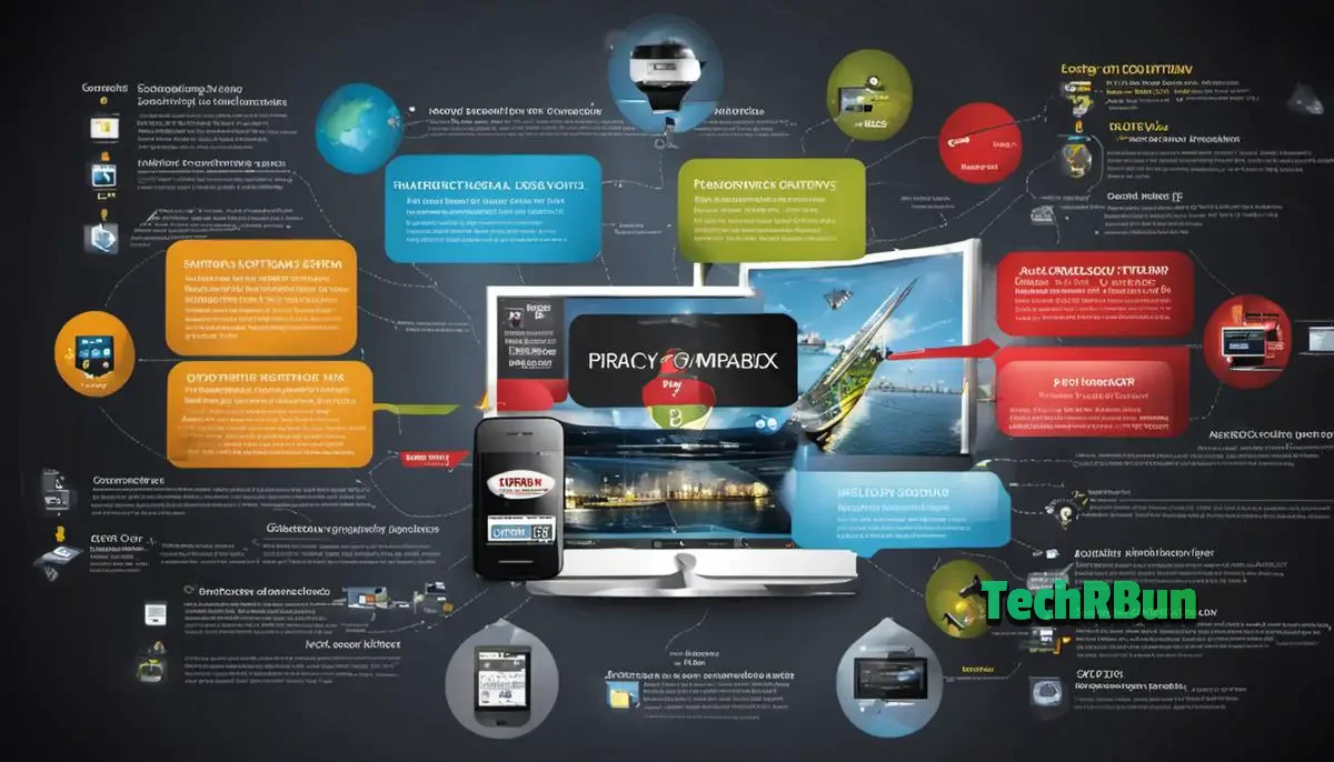 A diagram illustrating the various challenges and solutions in combating IPTV piracy