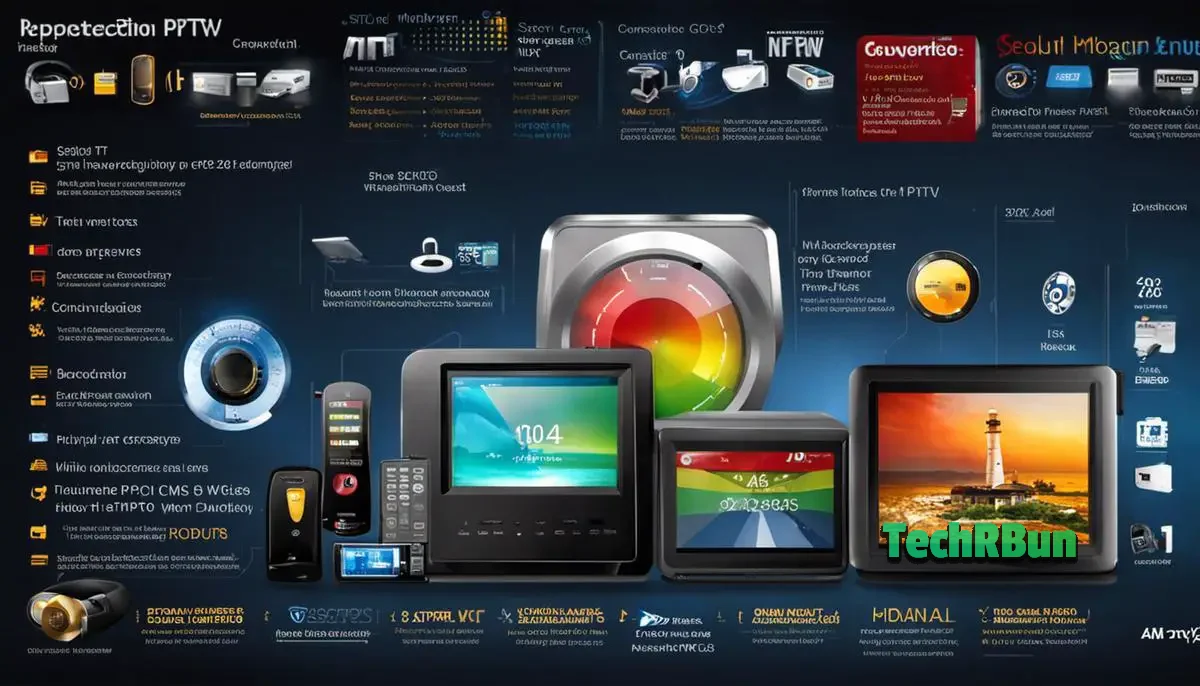 An image depicting the various technological protection measures (TPMs) used to enhance IPTV security.