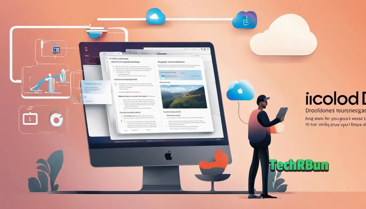 Image depicting the process of downgrading an iCloud+ subscription, showing a person using an Apple device and navigating through the settings.
