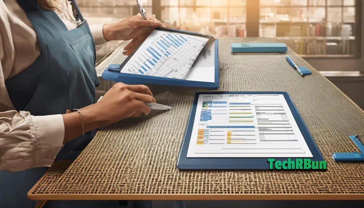 Illustration of a person arranging cells in a Microsoft Word table