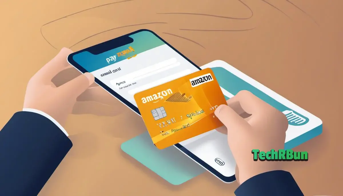 Image of a person using Amazon Pay with a gift card balance, symbolizing the potential integration of gift cards into the payment system.