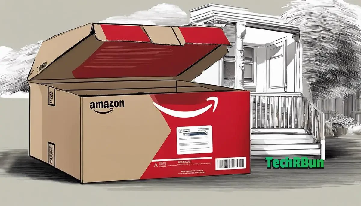 Image description: Illustration of an Amazon package with a red 