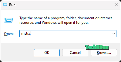 Run command "mstsc" to launch the Remote Desktop connection program on home edition of windows