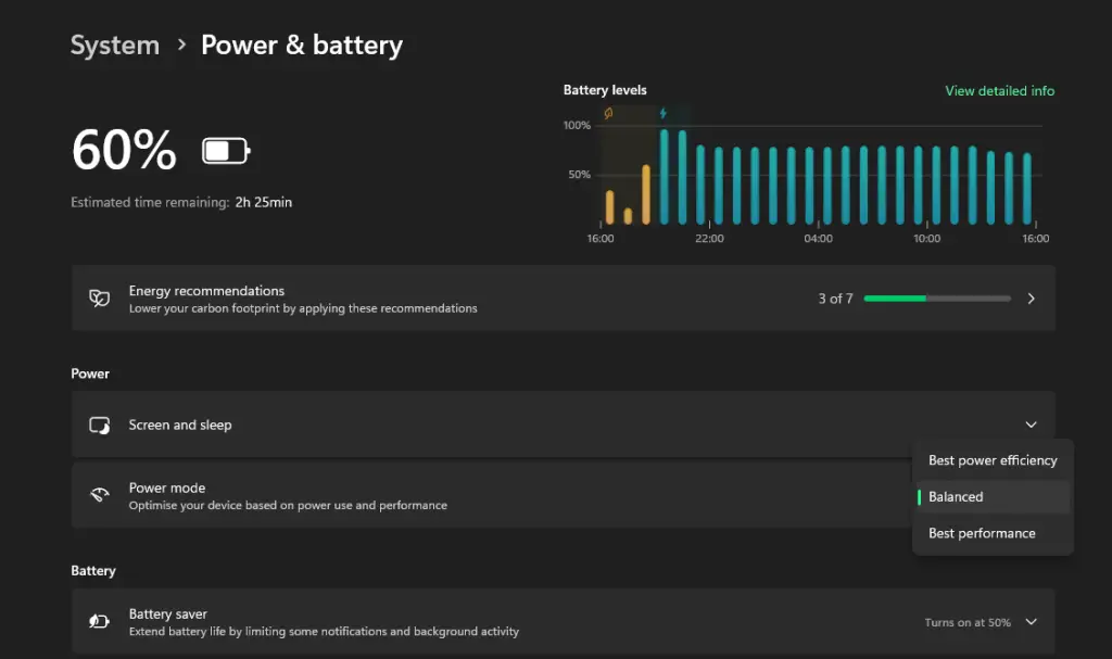 Power Mode on Laptops 