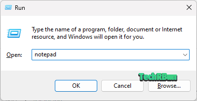 Launch Notepad using Run command
