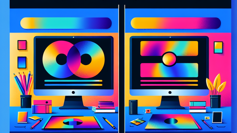 A vibrant graphic illustrating the concept of mastering ICC profiles for seamless display transitions, featuring a clear comparison of color accuracy between devices, with a focus on fixing blurry or yellow-tinted screens when switching operating systems.