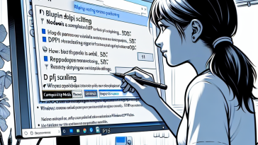 A person adjusting display settings on a computer to resolve blurry text issues on an external monitor, highlighting the process of fixing Windows DPI scaling problems for a clearer viewing experience.