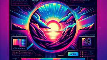 A vibrant graphic showcasing a Linux desktop with smooth visuals, highlighting the elimination of screen tearing for Intel GPUs. The design emphasizes a user-friendly fix that enhances graphics performance without complex commands, embodying a sense of ease and positivity in gaming and multimedia experiences.