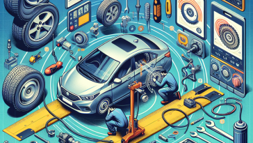 A friendly guide showing step-by-step tips for fixing a car that squeaks over bumps, featuring tools and techniques to ensure a smooth ride.
