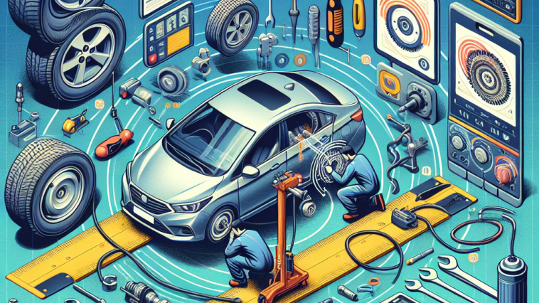 A friendly guide showing step-by-step tips for fixing a car that squeaks over bumps, featuring tools and techniques to ensure a smooth ride.